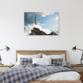 vuurtoren | Vuurtoren met drijfgolven Canvas Afdruk (Insitu (Slaapkamer))