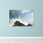 vuurtoren | Vuurtoren met drijfgolven Canvas Afdruk (Insitu (Houten vloer))
