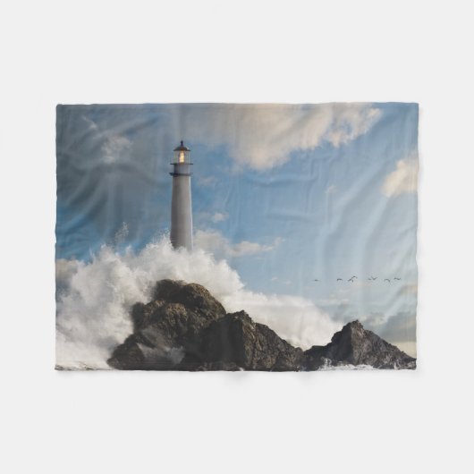 vuurtoren | Vuurtoren met drijfgolven Fleece Deken (Voorkant (Horizontaal))