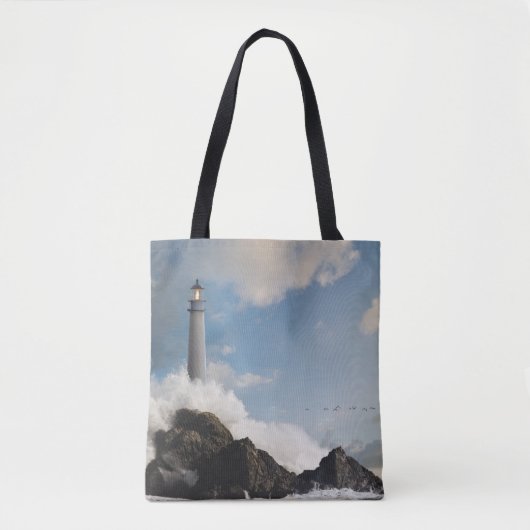 vuurtoren | Vuurtoren met drijfgolven Tote Bag (Voorkant)