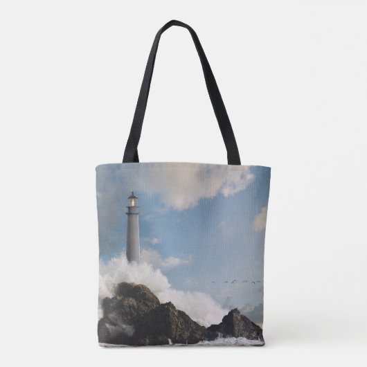 vuurtoren | Vuurtoren met drijfgolven Tote Bag (Achterkant)