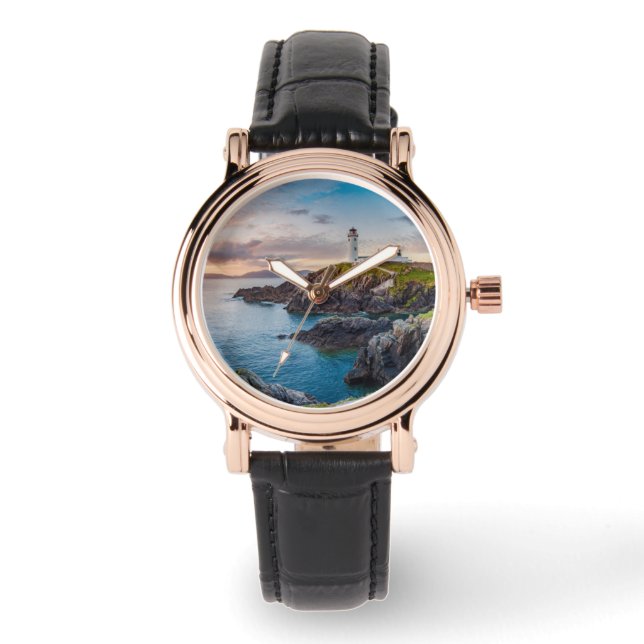 vuurtoren | vuurtoren van Fanad Head Ierland Horloge (Voorkant)