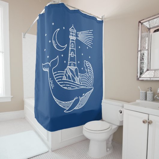 vuurtoren walvis douchegordijn (In situ)