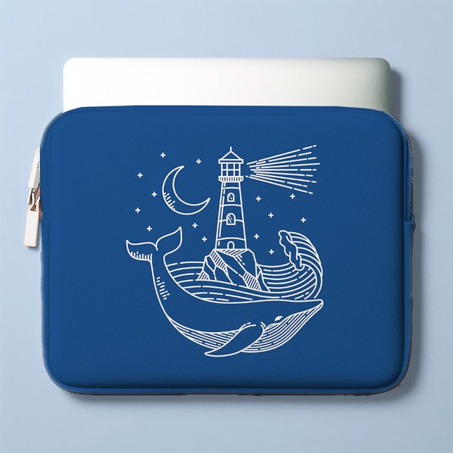 vuurtoren walvis laptop sleeve (Creator heeft geüpload)