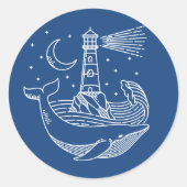 vuurtoren walvis ronde sticker (Voorkant)