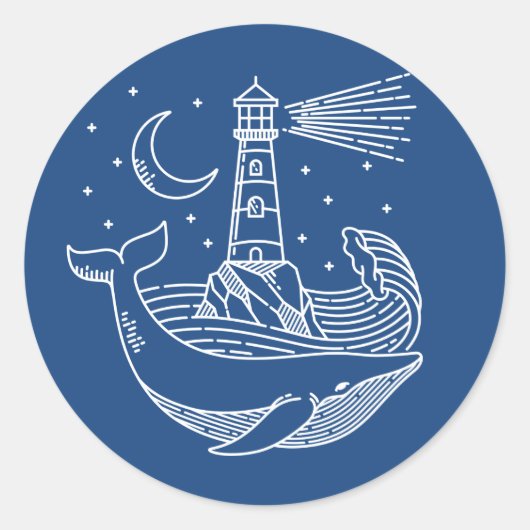vuurtoren walvis ronde sticker (Voorkant)