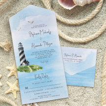 Vuurtoren Waterverf Nautical Wedding