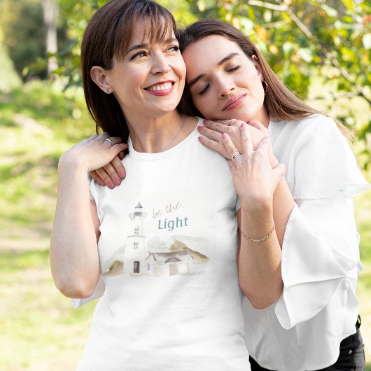 Vuurtoren Waterverf "Wees het Licht" Bijbelvers T-shirt