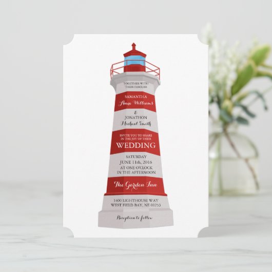 Vuurtoren Weddenschap Rood en Wit Kaart (Staand voorkant)