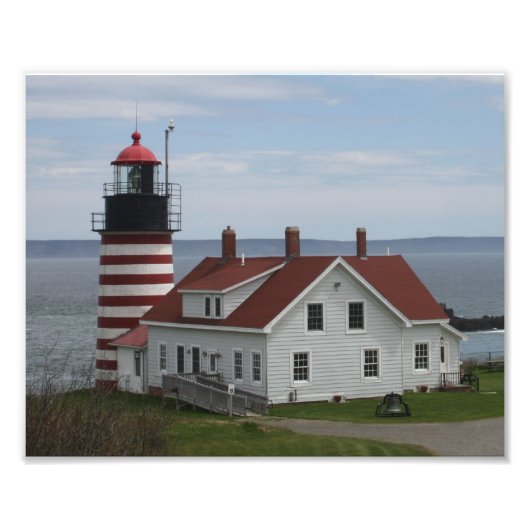 vuurtoren West Quoddy Head Foto Afdruk (Voorkant)