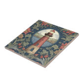 Vuurtoren William Morris stijl oceaan zee bloemen Tegeltje (Zijkant)