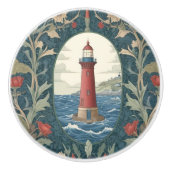 Vuurtoren William Morris stijl oceaan zee nautisch Keramische Knop (Voorkant)