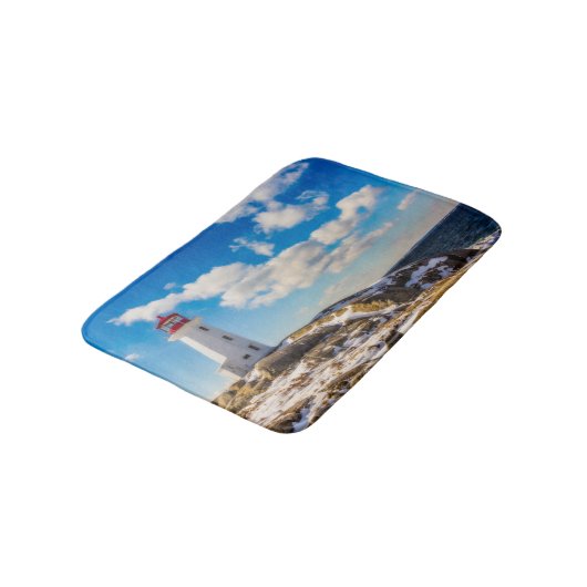 vuurtoren | Winter in Peggy's Cove, Nova Scotia Badmat (Gekanteld)