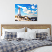 vuurtoren | Winter in Peggy's Cove, Nova Scotia Canvas Afdruk (Insitu (Slaapkamer))