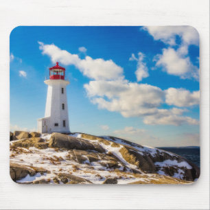 vuurtoren Winter in Peggy's Cove, Nova Scotia Muismat