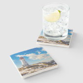 vuurtoren | Winter in Peggy's Cove, Nova Scotia Stenen Onderzetter (Zijkant)