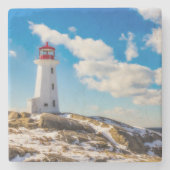 vuurtoren | Winter in Peggy's Cove, Nova Scotia Stenen Onderzetter (Voorkant)