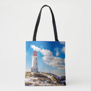 vuurtoren   Winter in Peggy's Cove, Nova Scotia Tote Bag