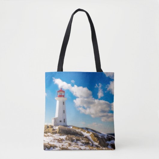 vuurtoren | Winter in Peggy's Cove, Nova Scotia Tote Bag (Voorkant)