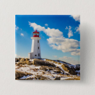 vuurtoren   Winter in Peggy's Cove, Nova Scotia Vierkante Button 5,1 Cm