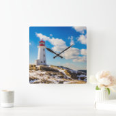 vuurtoren | Winter in Peggy's Cove, Nova Scotia Vierkante Klok (Huis)