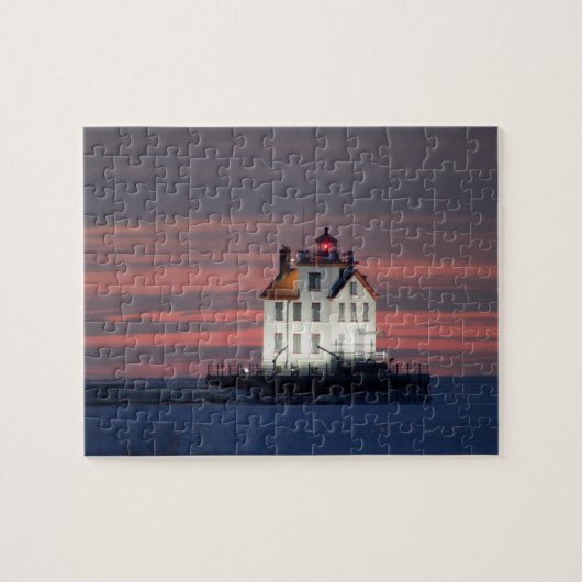 vuurtoren Winterzonsondergang Legpuzzel (Horizontaal)