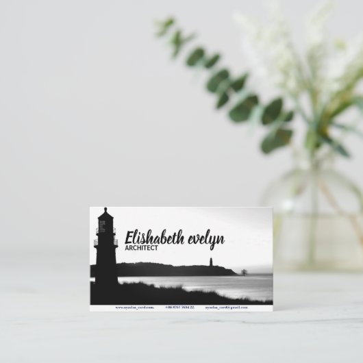 Vuurtoren zeebaarzen visitekaartje (Staand voorkant)