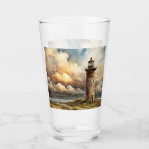 Vuurtoren Zeegezicht Kust Watercolor Schilderij