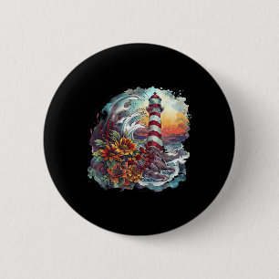 Vuurtoren Zeehuis Zeilen Varen Zee Licht Ronde Button 5,7 Cm