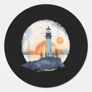 Vuurtoren Zeehuis Zeilen Varen Zee Licht Ronde Sticker