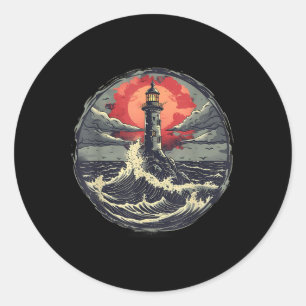Vuurtoren Zeehuis Zeilen Varen Zee Licht Ronde Sticker