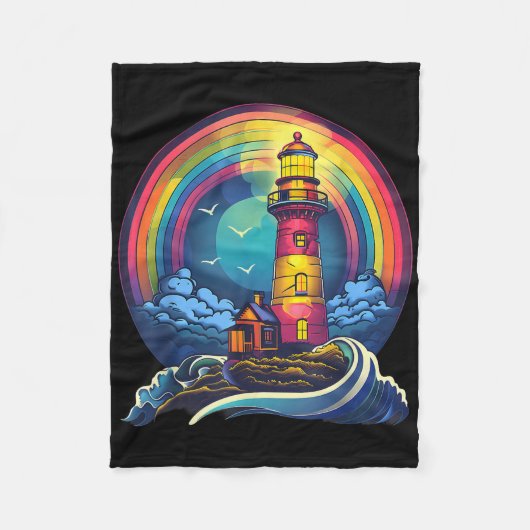Vuurtoren Zeehuis Zeilen Zee Boot Licht Fleece Deken (Voorkant)