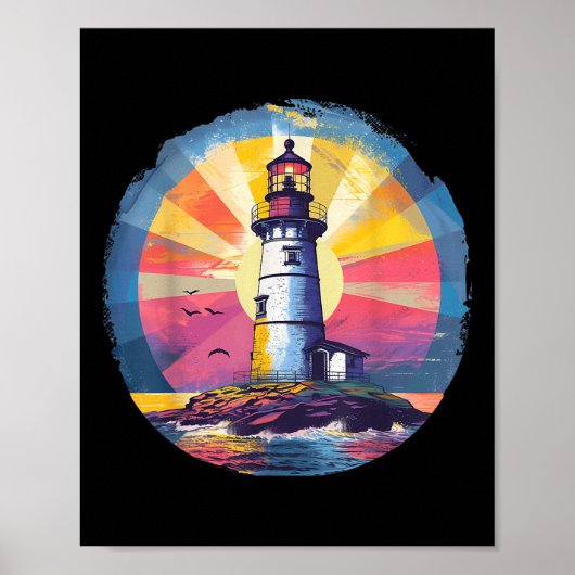 Vuurtoren Zeehuis Zeilen Zee Strand Boottocht Poster (Voorkant)