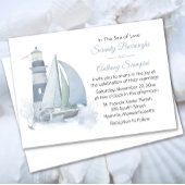 Vuurtoren Zeilboot Aquarel Scheepvaart Trouwen Kaart