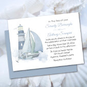 Vuurtoren Zeilboot Waterverf Nautische Bruiloft Kaart