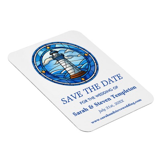 Vuurtoren Zeilen Nautische bruiloft Save the date Magneet (Rechterzijde)
