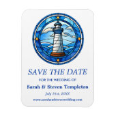 Vuurtoren Zeilen Nautische bruiloft Save the date Magneet (Verticaal)