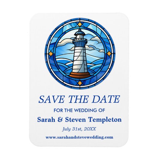 Vuurtoren Zeilen Nautische bruiloft Save the date Magneet (Verticaal)