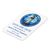 Vuurtoren Zeilen Nautische bruiloft Save the date Magneet (Linkerzijde)