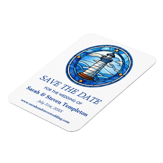 Vuurtoren Zeilen Nautische bruiloft Save the date Magneet (Linkerzijde)