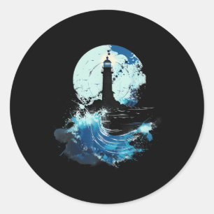 Vuurtoren Zeilen Zee Strand Boot Zeekant Huis Ronde Sticker