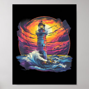 Vuurtoren Zeilen Zee Strand Boottocht Zeehuis Poster