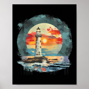 Vuurtoren Zeilen Zee Strand Boottocht Zeehuis Poster