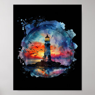 Vuurtoren Zeilen Zee Strand Boottocht Zeehuis Poster