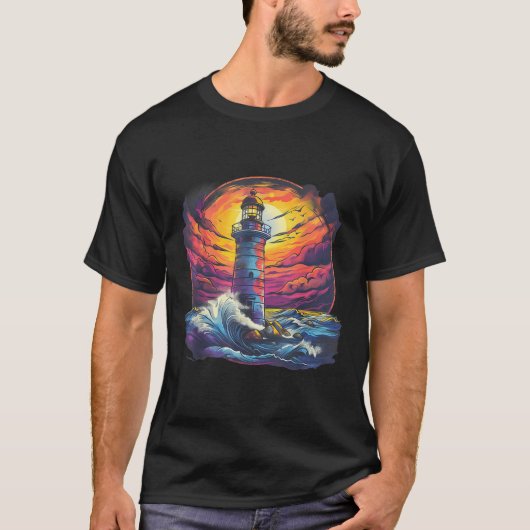 Vuurtoren Zeilen Zee Strand Boottocht Zeehuis T-shirt (Voorkant)
