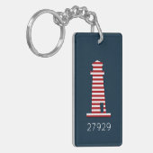 Vuurtoren ZIP CODE Nautisch Rood Wit Blauw Fun Sleutelhanger (Voorkant Links)