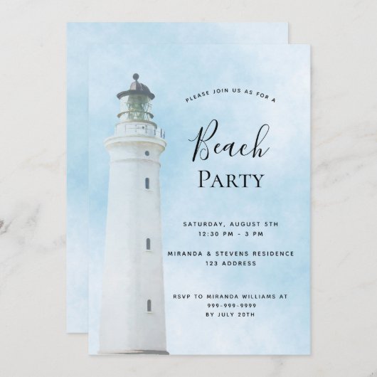 Vuurtoren zomer strand feest kaart (Voorkant / Achterkant)