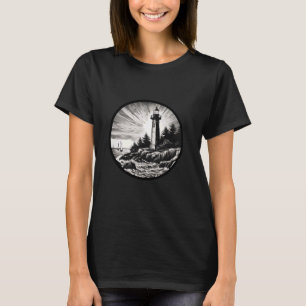 Vuurtoren Zomer Zonsondergang Zeilboot Zeilkunst Z T-shirt
