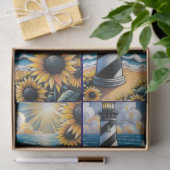 Vuurtoren Zonnebloemen Nautilus Decoupage Tissuepapier (Geschenk)
