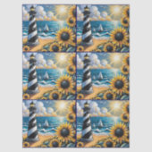 Vuurtoren Zonnebloemen Nautilus Decoupage Tissuepapier (Voorkant)